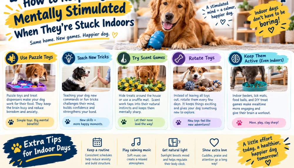 How to Keep Dogs Mentally Stimulated When They're Stuck Indoors